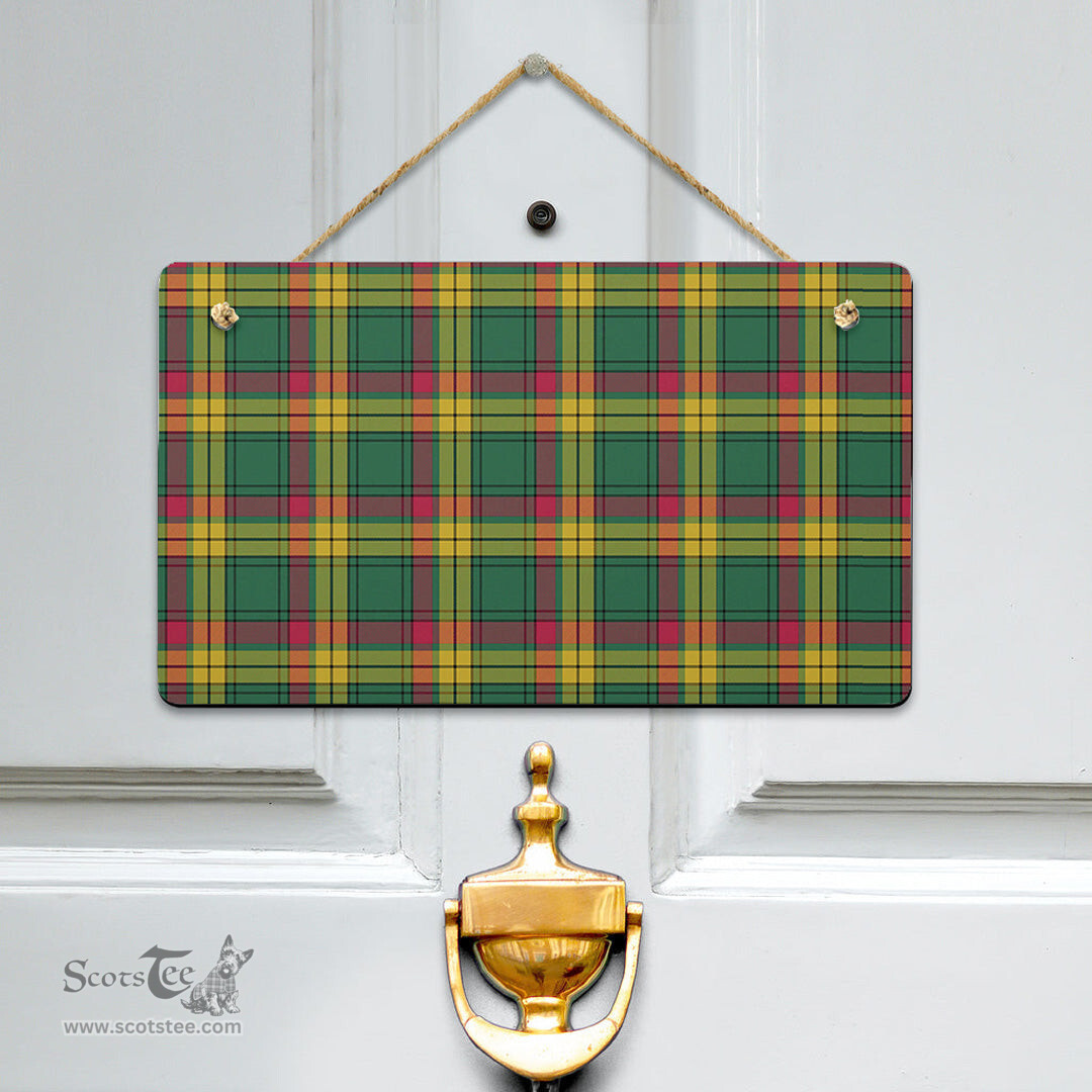 Scottish MacMillan Old Ancient Clan Tartan Door Sign - Classic Scottish Plaid Tartan Plaid