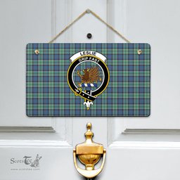 Scottish Leslie Hunting Ancient Clan Tartan Door Sign - Crest Classic Scottish Plaid Tartan Plaid