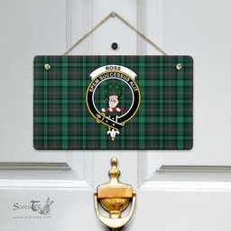Scottish Ross Hunting Modern Clan Tartan Door Sign - Crest Classic Scottish Plaid Tartan Plaid