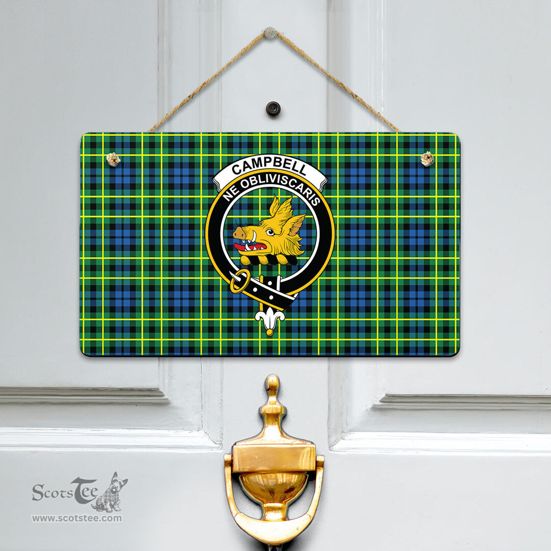 Scottish Campbell of Breadalbane Ancient Clan Tartan Door Sign - Crest Classic Scottish Plaid Tartan Plaid