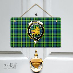 Scottish Campbell of Breadalbane Ancient Clan Tartan Door Sign - Crest Classic Scottish Plaid Tartan Plaid