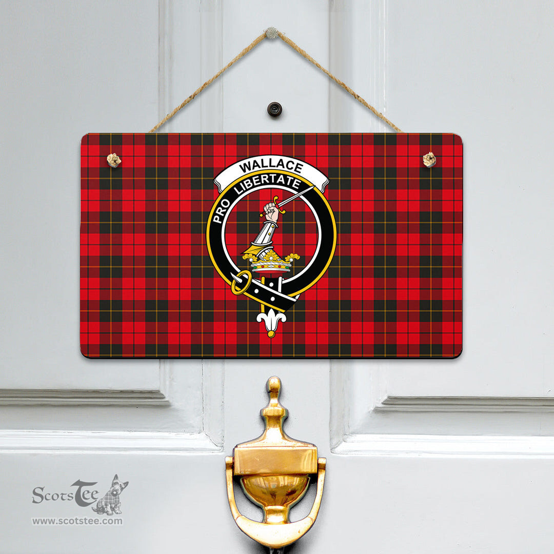 Scottish Wallace Weathered Clan Tartan Door Sign - Crest Classic Scottish Plaid Tartan Plaid