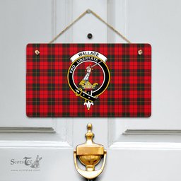 Scottish Wallace Weathered Clan Tartan Door Sign - Crest Classic Scottish Plaid Tartan Plaid