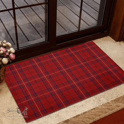 Scottish Rose of Kilravock Clan Tartan Rubber Door Mat - Classic Scottish Plaid Tartan Plaid