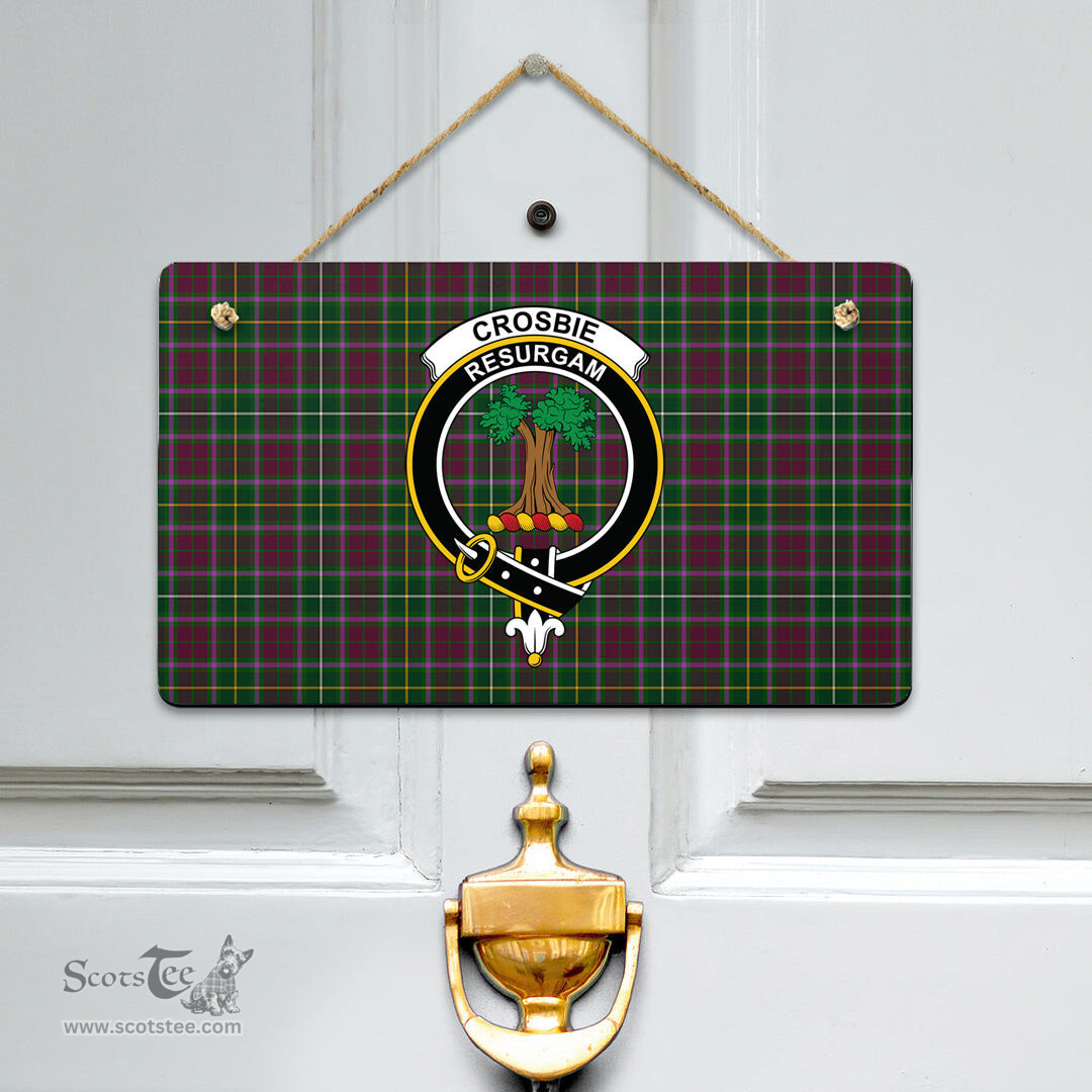 Scottish Crosbie Clan Tartan Door Sign - Crest Classic Scottish Plaid Tartan Plaid