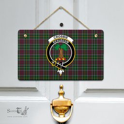 Scottish Crosbie Clan Tartan Door Sign - Crest Classic Scottish Plaid Tartan Plaid