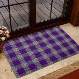 Scottish Menzies Mauve and White Clan Tartan Rubber Door Mat - Classic Scottish Plaid Tartan Plaid