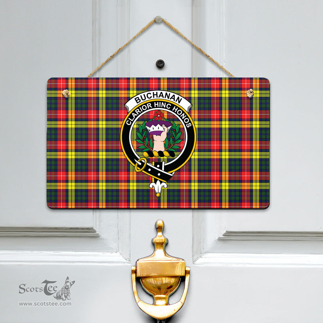 Scottish Buchanan Modern Clan Tartan Door Sign - Crest Classic Scottish Plaid Tartan Plaid