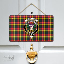 Scottish Buchanan Modern Clan Tartan Door Sign - Crest Classic Scottish Plaid Tartan Plaid