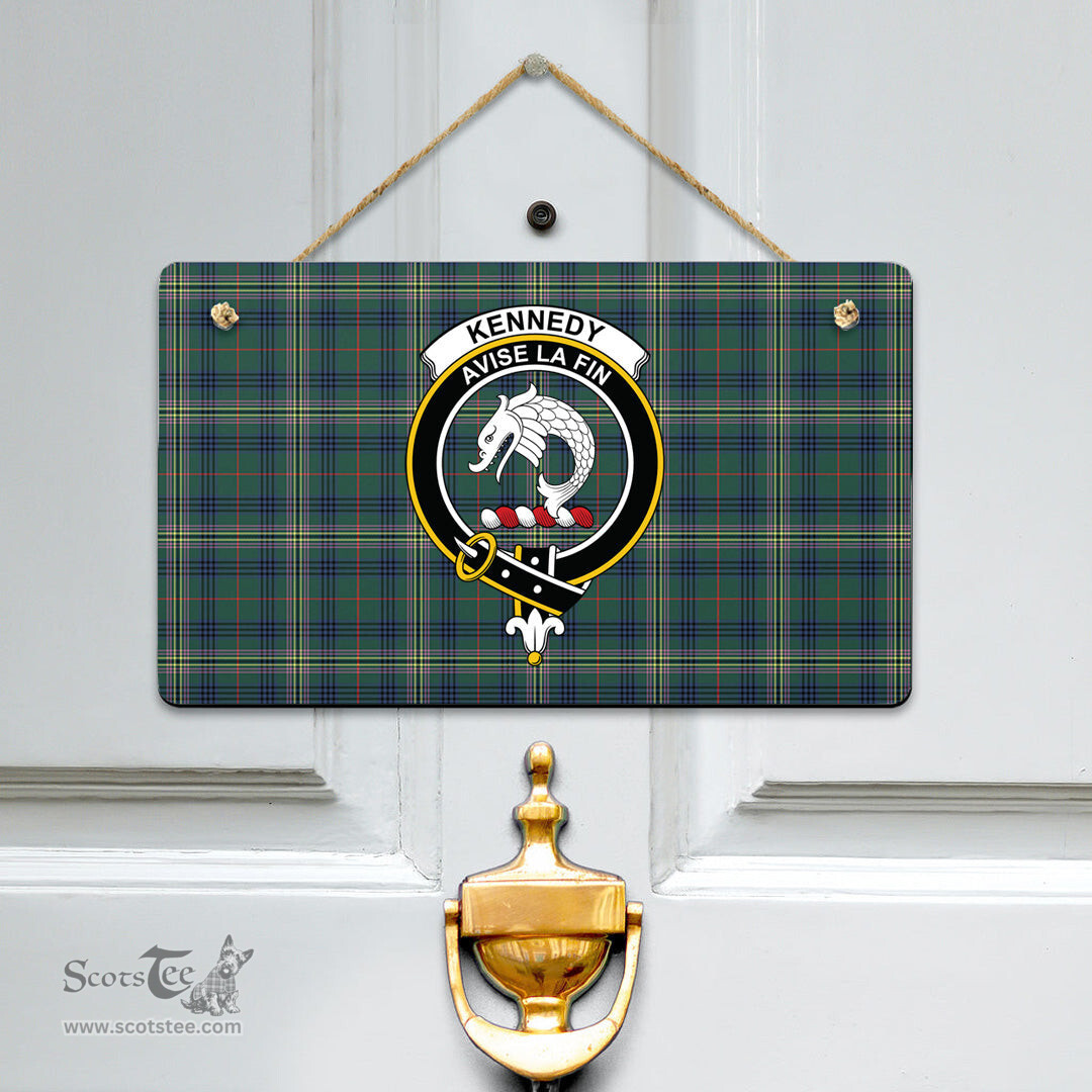 Scottish Kennedy Modern Clan Tartan Door Sign - Crest Classic Scottish Plaid Tartan Plaid