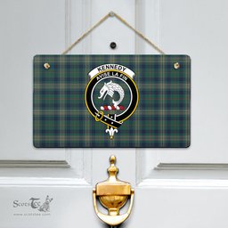 Scottish Kennedy Modern Clan Tartan Door Sign - Crest Classic Scottish Plaid Tartan Plaid