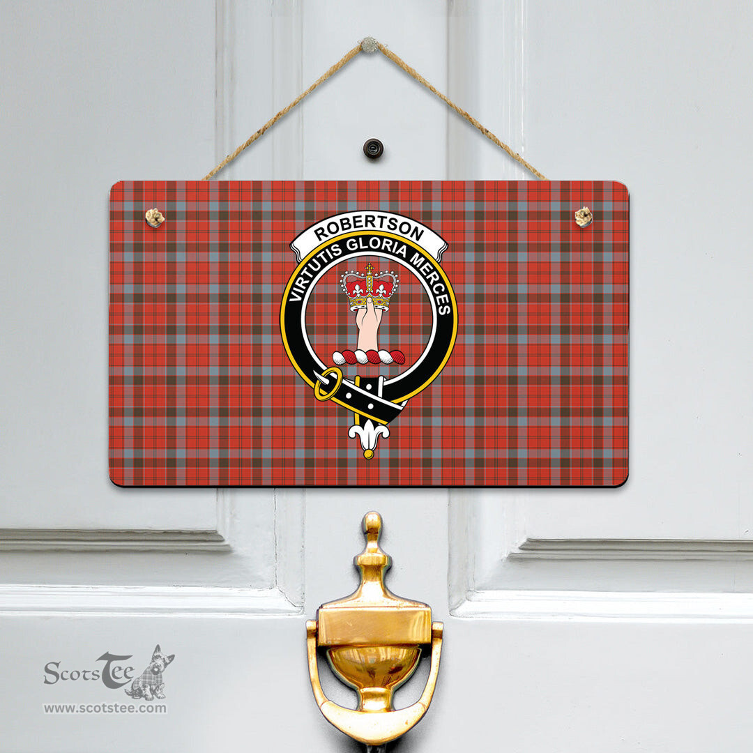 Scottish Robertson Weathered Clan Tartan Door Sign - Crest Classic Scottish Plaid Tartan Plaid