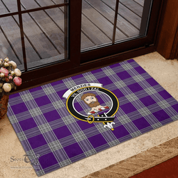 Scottish Menzies Mauve and White Clan Tartan Rubber Door Mat - Classic Scottish Plaid Tartan Plaid