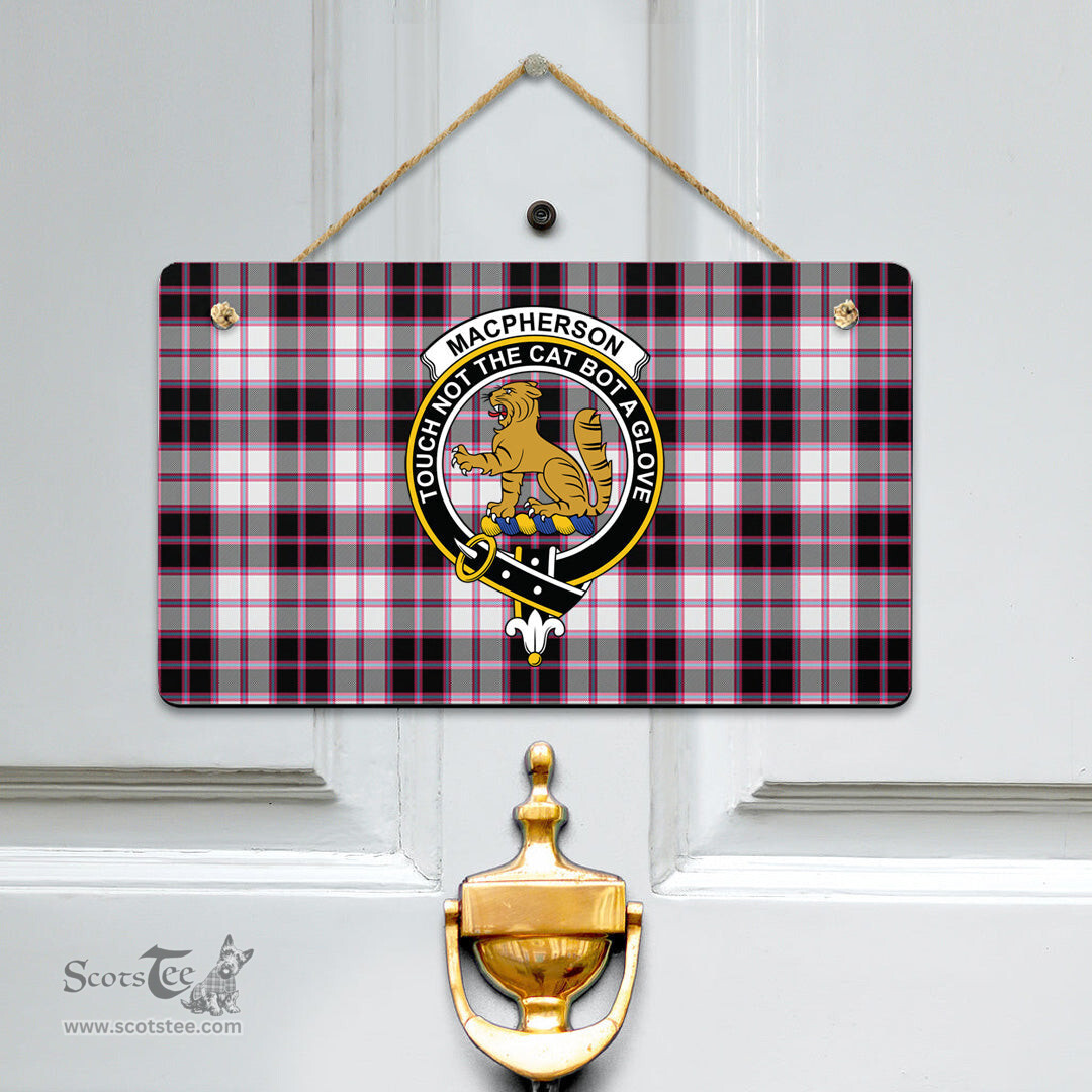 Scottish MacPherson Hunting Modern Clan Tartan Door Sign - Crest Classic Scottish Plaid Tartan Plaid