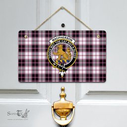 Scottish MacPherson Hunting Modern Clan Tartan Door Sign - Crest Classic Scottish Plaid Tartan Plaid