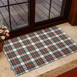 Scottish Stewart Dress Modern Clan Tartan Rubber Door Mat - Classic Scottish Plaid Tartan Plaid