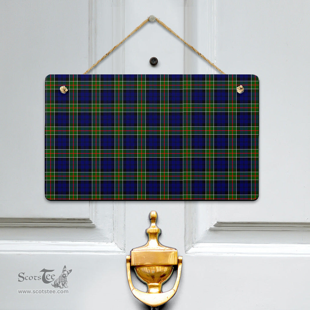 Scottish Colquhoun Modern Clan Tartan Door Sign - Classic Scottish Plaid Tartan Plaid