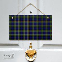 Scottish Colquhoun Modern Clan Tartan Door Sign - Classic Scottish Plaid Tartan Plaid