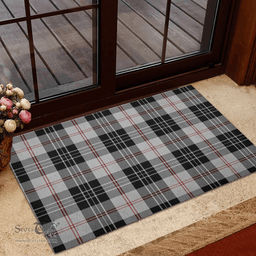 Scottish MacPherson of Cluny Black and White Clan Tartan Rubber Door Mat - Classic Scottish Plaid Tartan Plaid