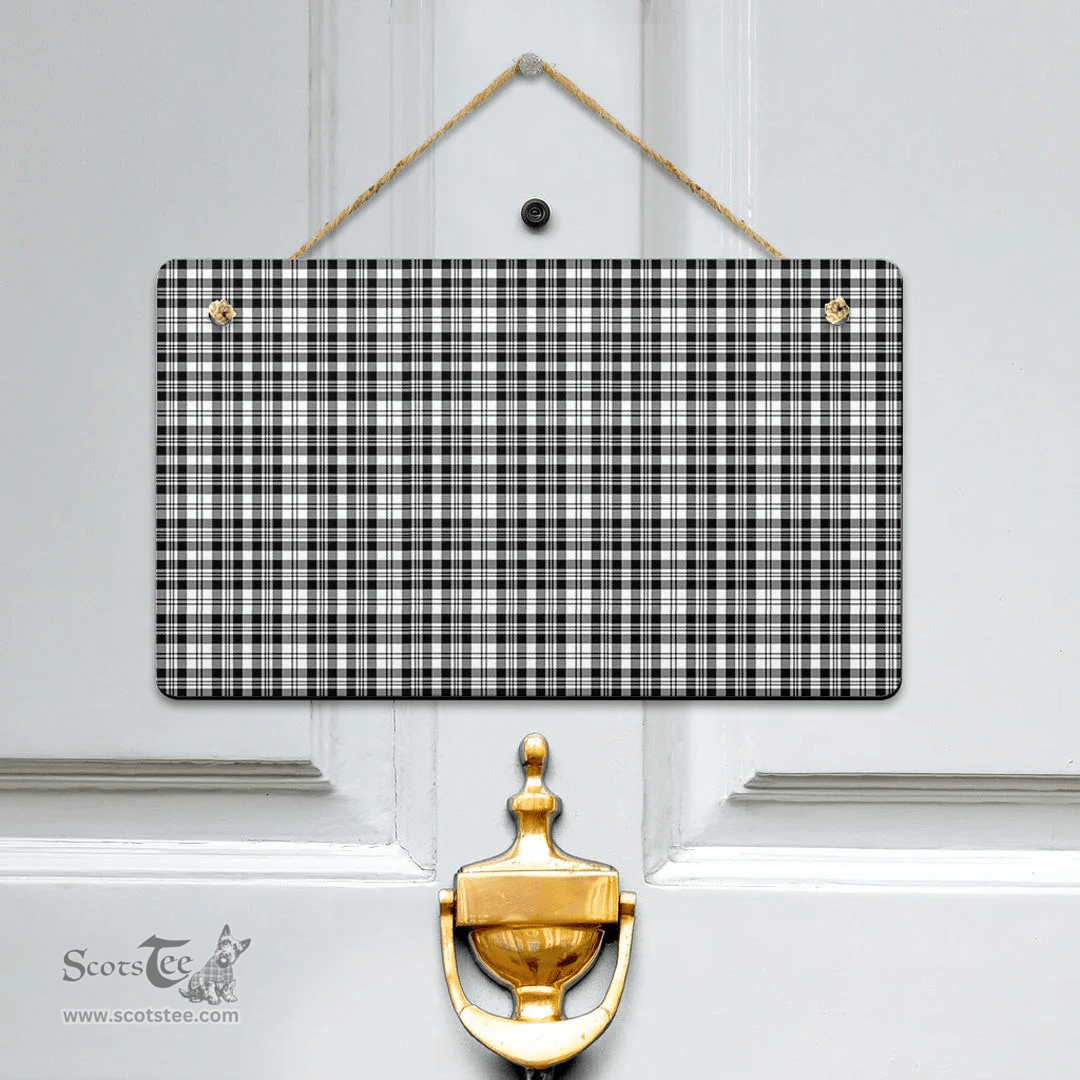 Scottish Scott Black White Modern Clan Tartan Door Sign - Classic Scottish Plaid Tartan Plaid