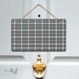 Scottish Scott Black White Modern Clan Tartan Door Sign - Classic Scottish Plaid Tartan Plaid