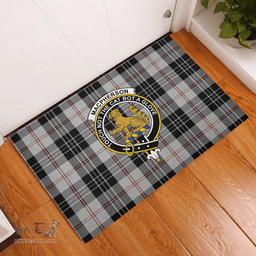 Scottish MacPherson of Cluny Black and White Clan Tartan Rubber Door Mat - Classic Scottish Plaid Tartan Plaid