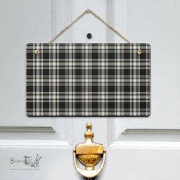 Scottish Menzies Black White Ancient Clan Tartan Door Sign - Classic Scottish Plaid Tartan Plaid