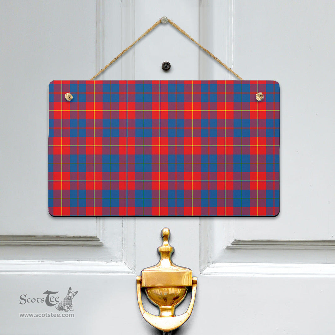 Scottish Galloway Red Clan Tartan Door Sign - Classic Scottish Plaid Tartan Plaid
