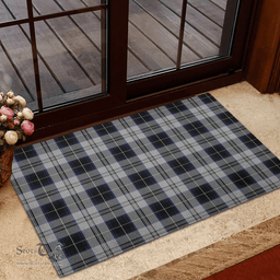 Scottish Menzies Black Dress Clan Tartan Rubber Door Mat - Classic Scottish Plaid Tartan Plaid