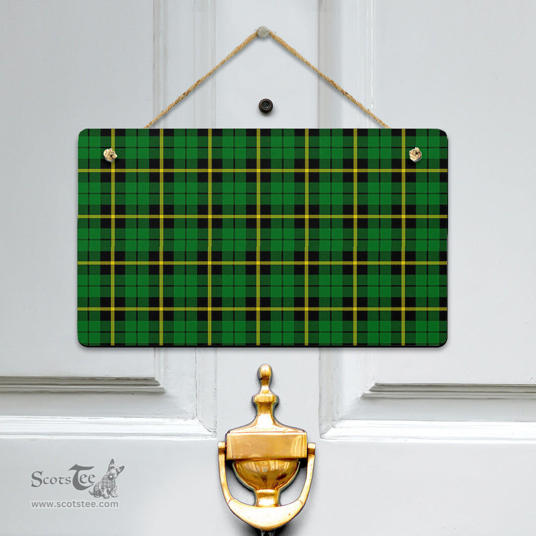 Scottish Wallace Hunting Green Clan Tartan Door Sign - Classic Scottish Plaid Tartan Plaid