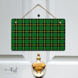 Scottish Wallace Hunting Green Clan Tartan Door Sign - Classic Scottish Plaid Tartan Plaid