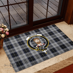 Scottish Menzies Black Dress Clan Tartan Rubber Door Mat - Classic Scottish Plaid Tartan Plaid