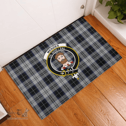 Scottish Menzies Black Dress Clan Tartan Rubber Door Mat - Classic Scottish Plaid Tartan Plaid