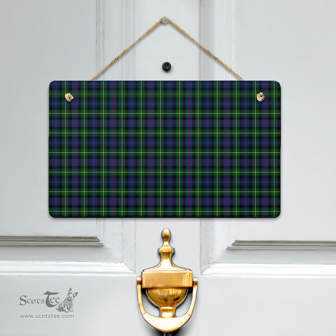 Scottish MacKenzie Modern Clan Tartan Door Sign - Classic Scottish Plaid Tartan Plaid