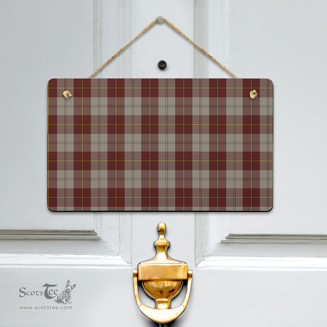 Scottish Cunningham Burgundy Dancers Clan Tartan Door Sign - Classic Scottish Plaid Tartan Plaid