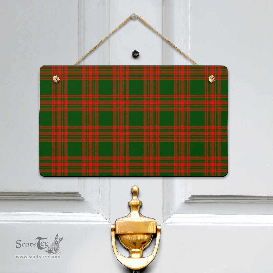Scottish Menzies Green Modern Clan Tartan Door Sign - Classic Scottish Plaid Tartan Plaid