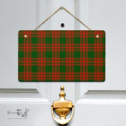 Scottish Menzies Green Modern Clan Tartan Door Sign - Classic Scottish Plaid Tartan Plaid