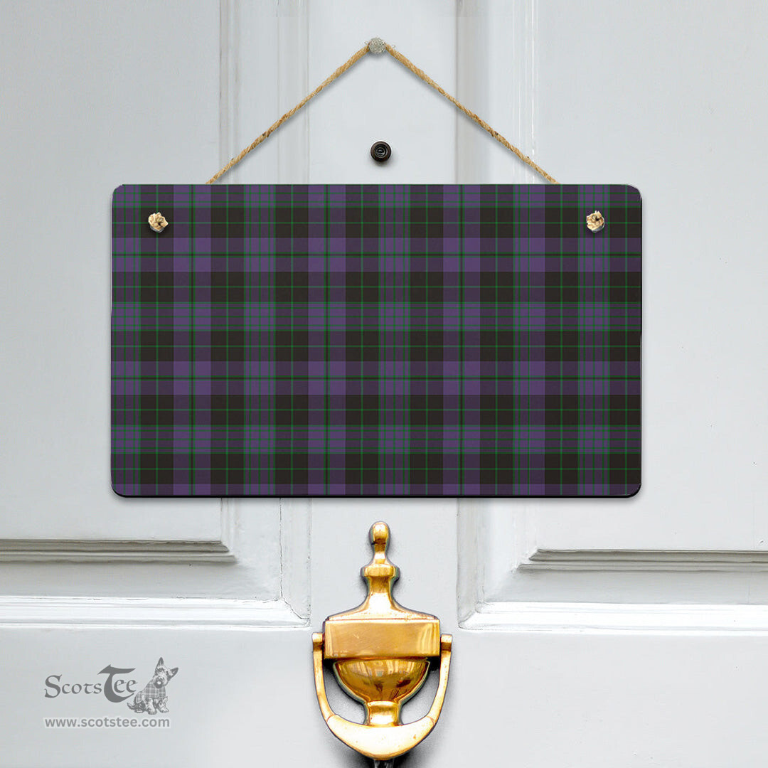 Scottish Clergy Green Clan Tartan Door Sign - Classic Scottish Plaid Tartan Plaid