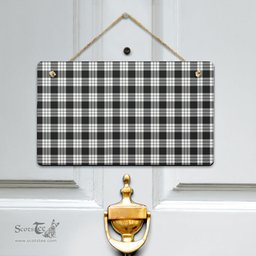 Scottish MacFarlane Black White Ancient Clan Tartan Door Sign - Classic Scottish Plaid Tartan Plaid