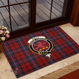 Scottish Kelly of Sleat Red Clan Tartan Rubber Door Mat - Classic Scottish Plaid Tartan Plaid