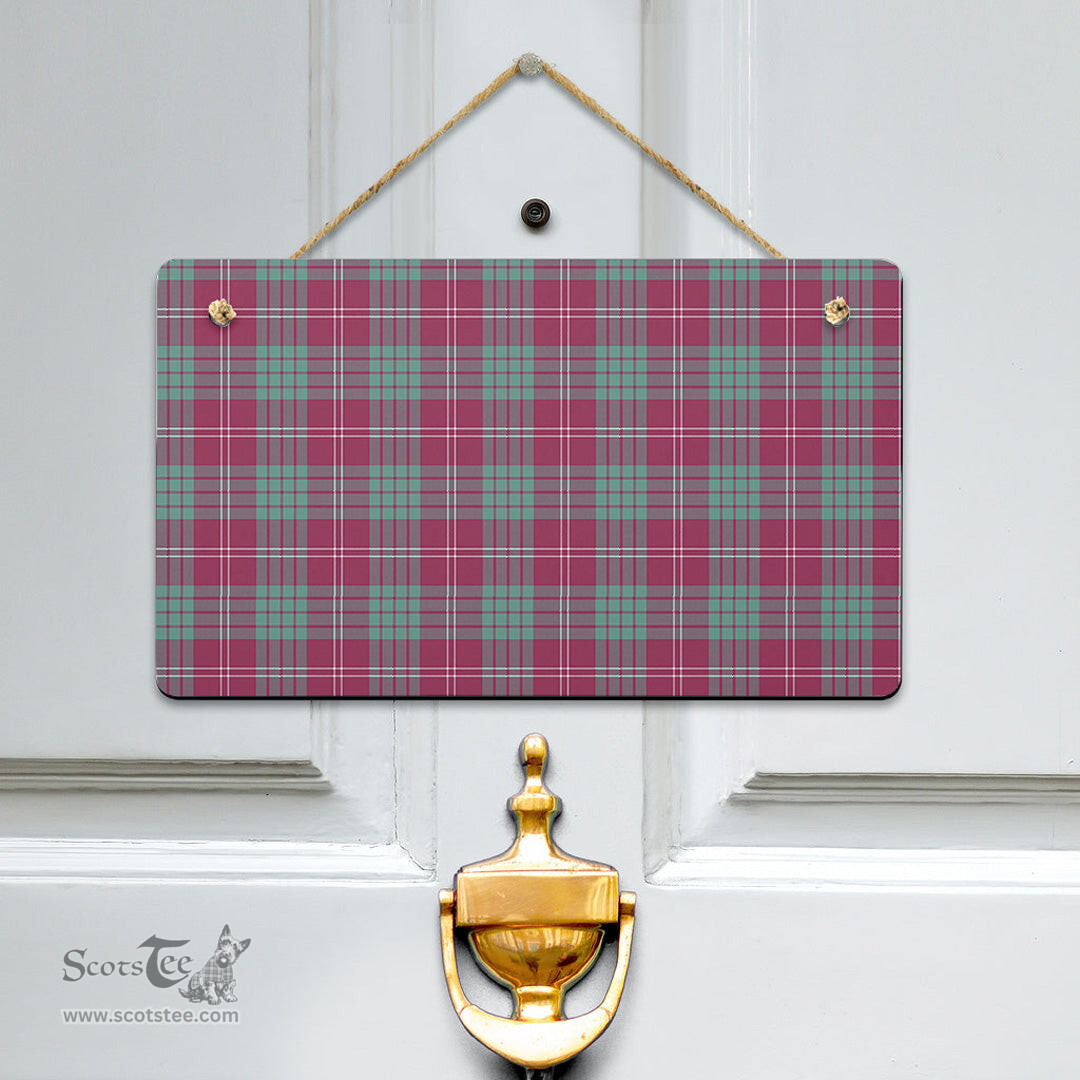 Scottish Crawford Ancient Clan Tartan Door Sign - Classic Scottish Plaid Tartan Plaid