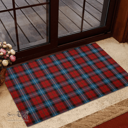 Scottish Baillie of Polkemmet Red Clan Tartan Rubber Door Mat - Classic Scottish Plaid Tartan Plaid