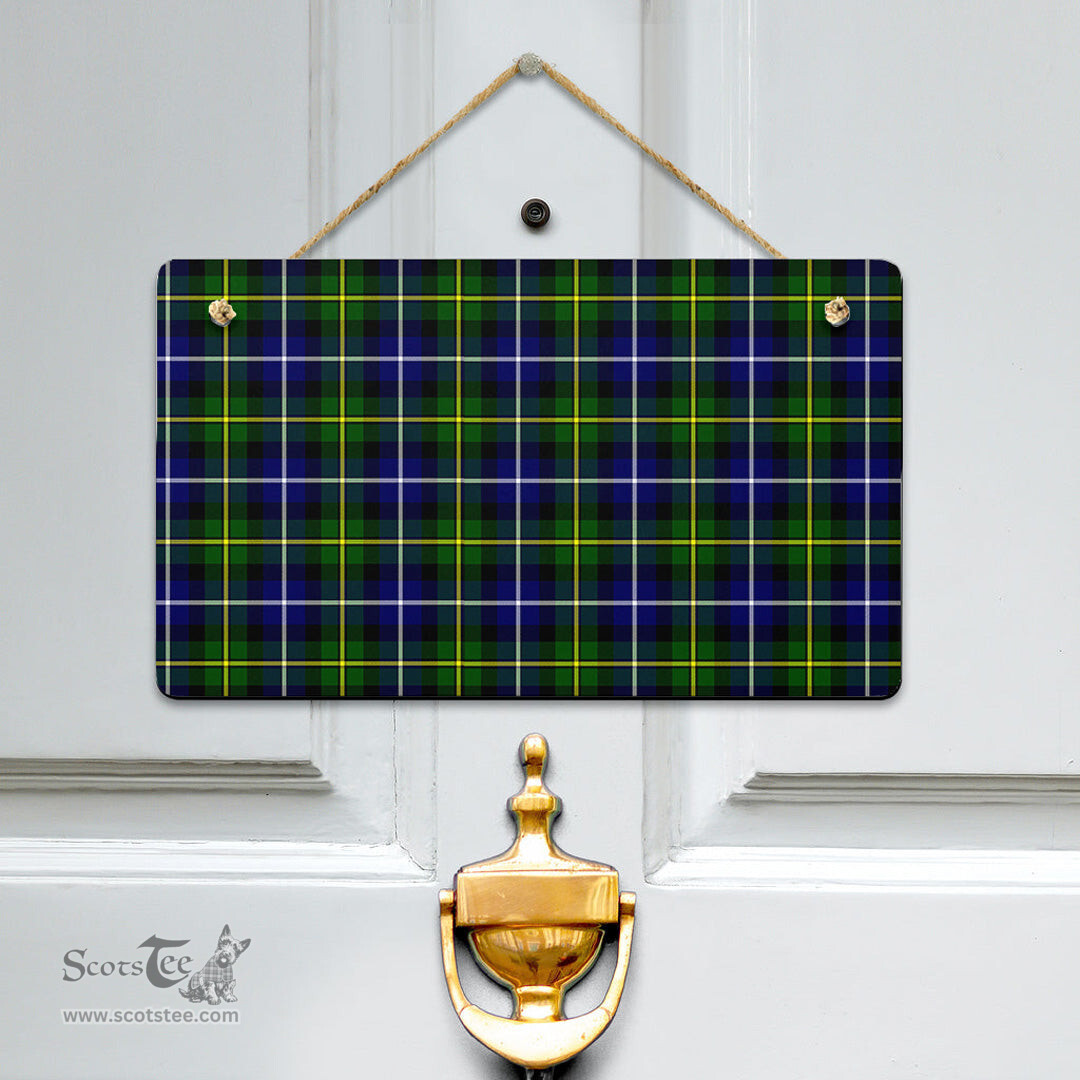 Scottish MacNeill of Barra Modern Clan Tartan Door Sign - Classic Scottish Plaid Tartan Plaid
