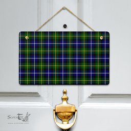 Scottish MacNeill of Barra Modern Clan Tartan Door Sign - Classic Scottish Plaid Tartan Plaid