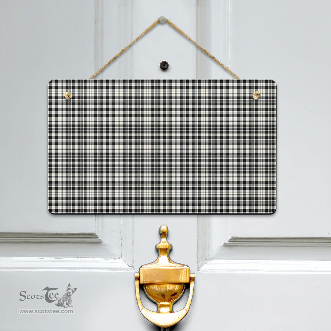 Scottish Scott Black White Ancient Clan Tartan Door Sign - Classic Scottish Plaid Tartan Plaid