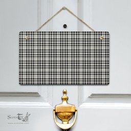 Scottish Scott Black White Ancient Clan Tartan Door Sign - Classic Scottish Plaid Tartan Plaid