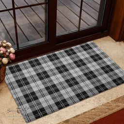 Scottish Erskine Black and White Clan Tartan Rubber Door Mat - Classic Scottish Plaid Tartan Plaid