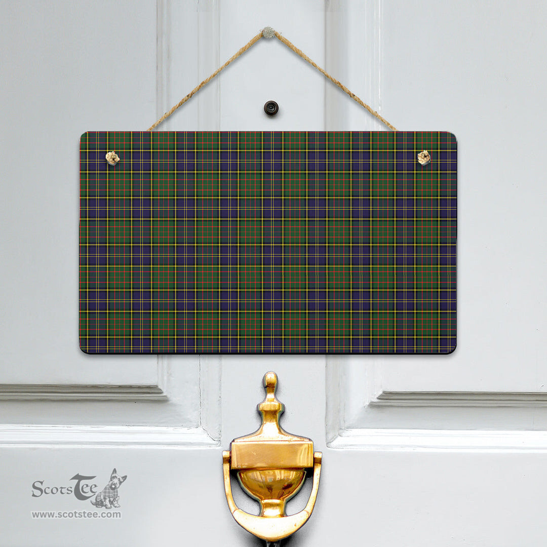 Scottish MacMillan Hunting Modern Clan Tartan Door Sign - Classic Scottish Plaid Tartan Plaid