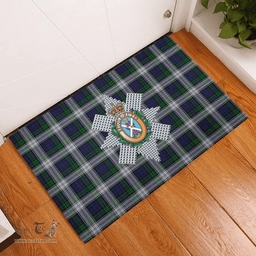 Scottish Blackwatch Dress (Asymmetrical) Clan Tartan Rubber Door Mat - Classic Scottish Plaid Tartan Plaid