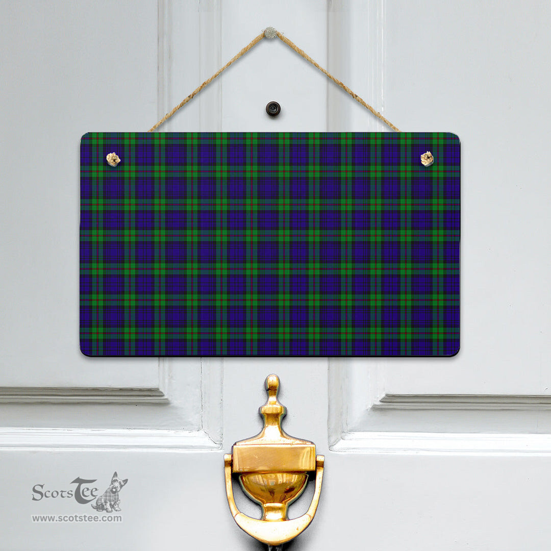 Scottish MacKinlay Modern Clan Tartan Door Sign - Classic Scottish Plaid Tartan Plaid